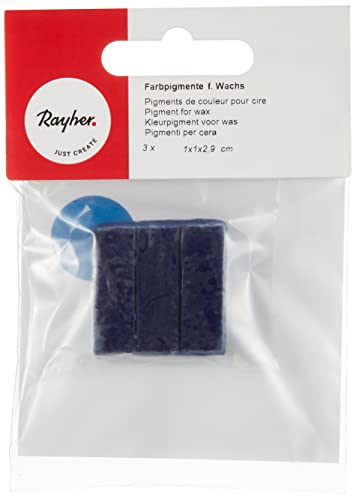 Rayher 3103210 Farbpigmente für Wachs und Kerzen-Gel, dunkelblau, 1 x 1 x 2,9 cm, Btl. 3 Stück, Kerzenwachs färben, intensive Farbgebung von Rayher