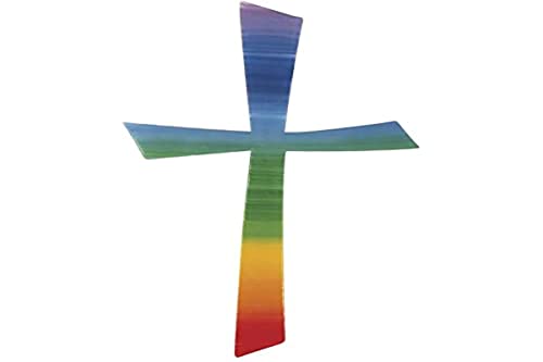 RAYHER HOBBY Rayher Wachsmotiv Kreuz, Regenbogen, 10,5 x 5,5 cm, 1 Stück, zum Kerzen verzieren, Verzierwachs für z.B. Taufkerze, Kommunionkerze, 31499000 von Rayher