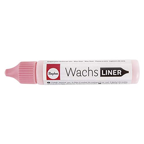 Rayher 31500262 Wachs-Liner, rosa, Flasche 30 ml, zum Kerzen bemalen, Wachsstift, Flüssigwachs zum Malen direkt aus der Flasche, Babyrosa von Rayher