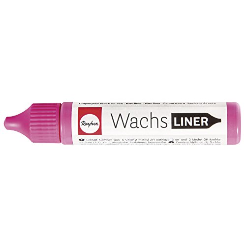 RAYHER HOBBY Rayher 31500264 Wachs-Liner, pink, Flasche 30 ml, zum Kerzen bemalen, Wachsstift, Flüssigwachs zum Malen direkt aus der Flasche von Rayher