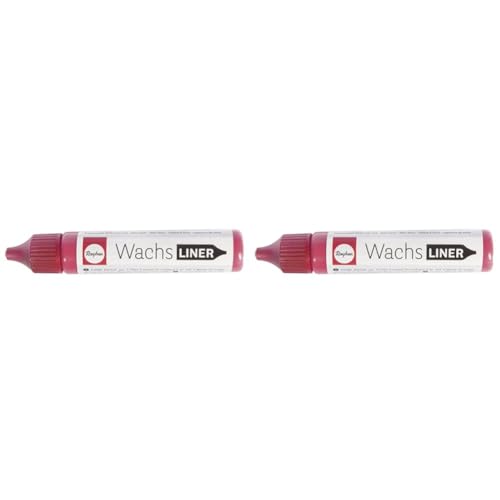 Rayher 31500287 Wachs-Liner, rot, Flasche 30 ml, zum Kerzen bemalen, Wachsstift, Flüssigwachs zum Malen direkt aus der Flasche, Klassikrot (Packung mit 2) von Rayher