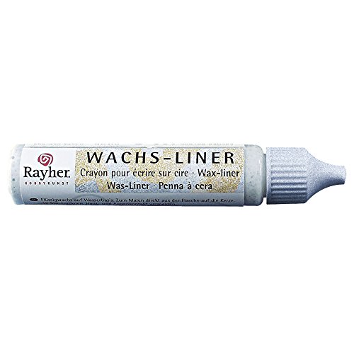 Rayher 31501610 Wachs-Liner Glimmer , Flasche 30ml, silber-glimmer von Rayher