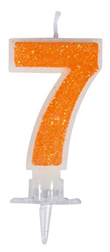 Rayher 31605000 Zahlenkerze 7, orange/glitter, mit Halter, Kuchendekoration für Geburtstage Rayher 31605000 Zahlenkerze 7, orange/glitter, mit Halter, Kuchendekoration für Geburtstage von Rayher
