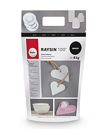 Rayher 34409102 Raysin 100 Gießpulver, 4kg, Gießmasse weiß, Reliefgießpulver, lufthärtend und geruchslos von Rayher