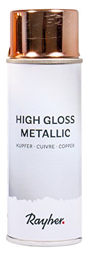 Rayher 34424638 High gloss Metallic Spray, kupfer, Dose 200 ml, hochglänzender Metallic-Effektspray, Acrylspray für Metalleffekte, für den Innenbereich von Rayher