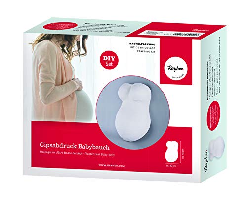 Rayher 34440000 Abform-Set, 3D- Gips Abdruck Set Babybauch, Gipsabdruck vom Babybauch, tolles Geschenk für die werdende Mütter und zur Babyparty, Weiß von Rayher