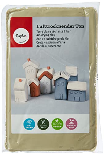 Rayher Lufttrocknender Ton, Beige, 1 kg, Modelliermasse, lufthärtend, weich, geschmeidig, ohne brennen, 3450102, 1000 g von Rayher