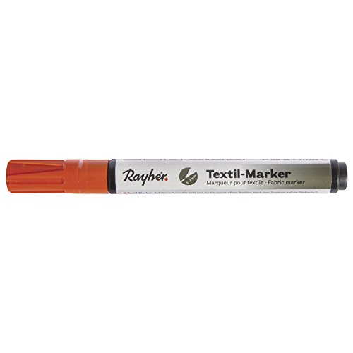 Rayher 35000210 Textil-Marker deckend, Rundspitze 2-4 mm, mit Ventil, orange von Rayher