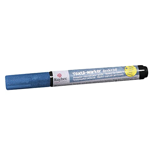 Rayher 35001376 Textil-Marker Glitter deckend, Rundspitze 1-2 mm, mit Ventil, royalblau von Rayher