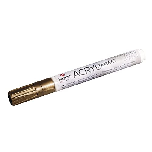 Rayher 35007616 Acryl-Marker, Rundspitze 2-4 mm, mit Ventil, gold von Rayher