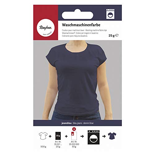 Rayher 35021372 Waschmaschinenfarbe, jeansblau, Btl. 25 g, Textilfarbe Waschmaschine, Färbemittel Textilien von Rayher