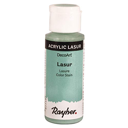 Rayher 35023390 Lasur, Flasche 59 ml, Holzlasur, Farbe für Holz, transparente, nicht deckende Acrylfarbe, veredelt unbehandeltes Holz und andere saugende Untergründe, lagune von Rayher