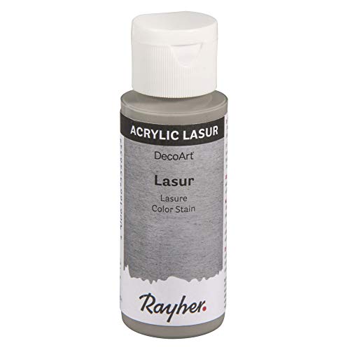 Rayher 35023558 Lasur, Flasche 59 ml, Holzlasur, Farbe für Holz, transparente, nicht deckende Acrylfarbe, veredelt unbehandeltes Holz und andere saugende Untergründe, steingrau von Rayher