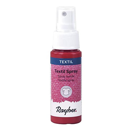 Rayher 35027282 Textil Spray, karminrot, Flasche 50 ml, Textil-Sprühfarbe, farbintensive leuchtende Stofffarbe für helle Textilien, auf Wasserbasis von Rayher