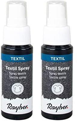 Rayher 35027576 Textil Spray, schwarz, Flasche 50 ml, Textil-Sprühfarbe, farbintensive leuchtende Stofffarbe für helle Textilien, auf Wasserbasis (Packung mit 2) von Rayher