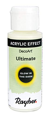 Rayher 35040000 Ultimate Glow in the dark, Nachtleuchtfarbe, Flasche 59 ml, für leuchtende Kunst- und DIY-Projekte, Nightglow Effekt, Weiß von Rayher