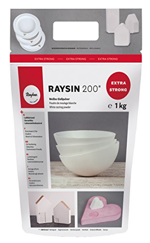 RAYHER HOBBY Rayher 3699000 Raysin 200 Gießpulver 1kg, Gießmasse weiß, Reliefgießpulver, lufthärtend und geruchslos, 1 Kg von Rayher