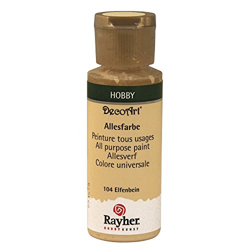 Rayher Acrylfarbe, elfenbein, Allesfarbe matt, Flasche 59 ml, hochpigmentierte, cremige Allzweckfarbe, sehr gute Deckkraft, lichtecht, farbintensiv, wasserfest, schnell trocknend, 38000104 von Rayher