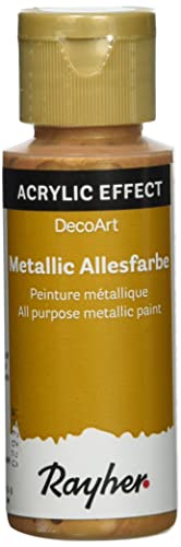 Rayher 38001618 Metallicfarbe, brokatgold, Flasche 59 ml, Acrylfarbe gold von Rayher