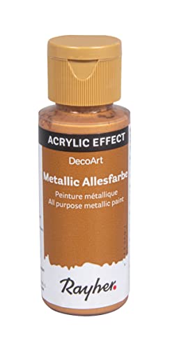 Rayher 38001630 Metallicfarbe, veneziagold, Flasche 59 ml, Acrylfarbe gold von Rayher