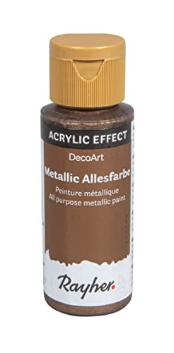 Rayher 38001665 Metallicfarbe, mocca metallic, Flasche 59 ml, Acrylfarbe bronze von Rayher