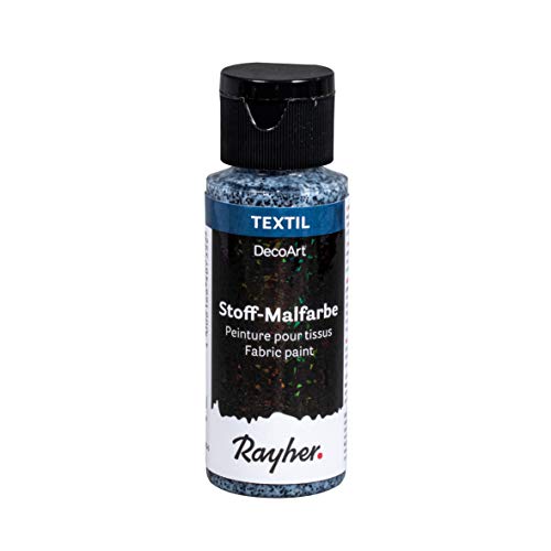 Rayher 38465576 Stoffmalfarbe Extreme Glitter, schwarz, Flasche 59 ml, Textilfarbe mit Glittereffekt, kein Fixieren erforderlich von Rayher