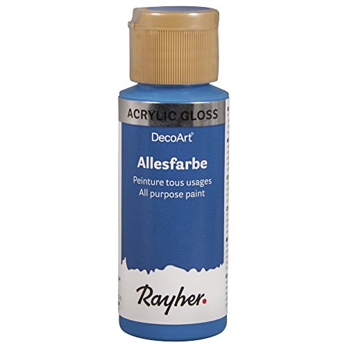 Rayher 38485374 Allesfarbe Gloss, Flasche 59ml, azurblau von Rayher