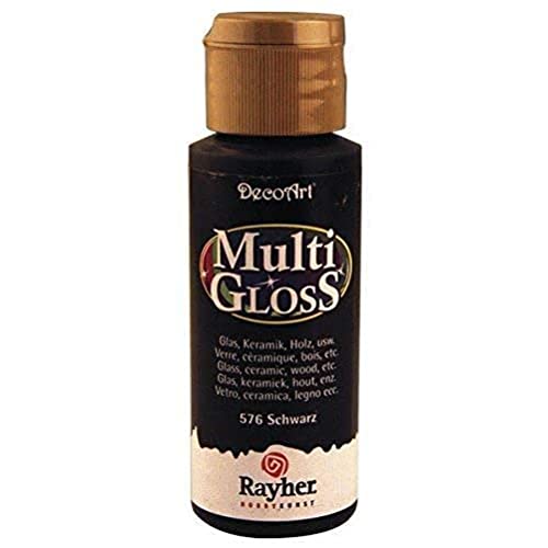 Rayher 38485576 Allesfarbe Gloss, Flasche 59ml, schwarz von Rayher