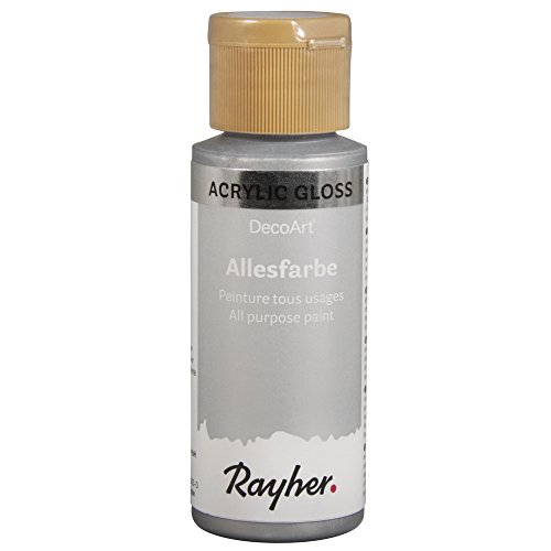Rayher 38486610 Allesfarbe Gloss, metallic, Flasche 59ml, brill.silber von Rayher