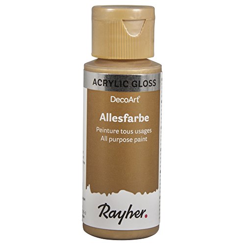 Rayher 38486620 Allesfarbe Gloss, metallic, Flasche 59ml, brill.gold von Rayher