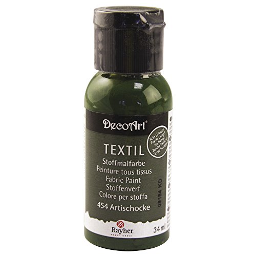 Rayher 38500454 Textil Stoffmalfarbe, Textilfarbe artischocke, Flasche 34 ml, hochdeckend, cremige Acrylfarbe speziell für Textilien, waschfest von Rayher