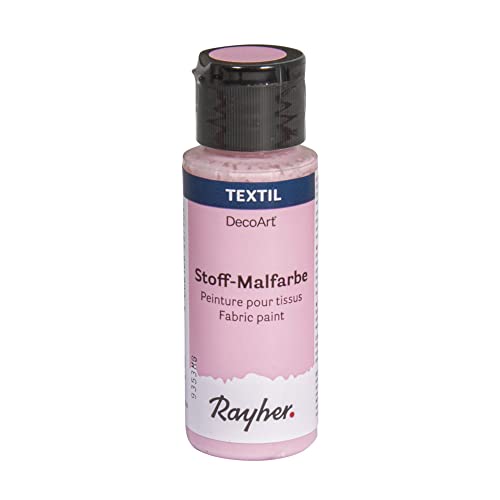 Rayher 38524262 Stoffmalfarbe, cremige Acrylfarbe speziell für Textilien wie T-Shirts, Stoffbeutel, Kissenbezüge etc, hochdeckend & waschbeständig, babyrosa, 59ml von Rayher