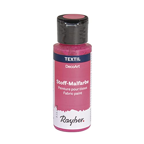 Rayher 38524267 Stoffmalfarbe, cremige Acrylfarbe speziell für Textilien wie T-Shirts, Stoffbeutel, Kissenbezüge etc, hochdeckend & waschbeständig, hot-pink, 59ml von Rayher