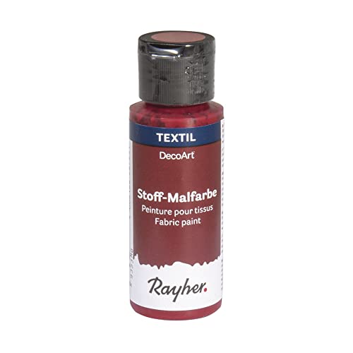 Rayher 38524284 Stoffmalfarbe, cremige Acrylfarbe speziell für Textilien wie T-Shirts, Stoffbeutel, Kissenbezüge etc, hochdeckend & waschbeständig, kardinalrot, 59ml von Rayher