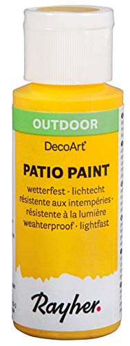 Rayher 38610162 Patio Paint, goldgelb, Flasche 59 ml, wetterfeste Acrylfarbe für Den Außenbereich, lichtecht, Farbe für Innen und außen, Outdoor-Farbe von Rayher