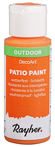 Rayher Hobby Rayher 38610208 Patio Paint, mandarine, Flasche 59 ml, wetterfeste Acrylfarbe für Den Außenbereich, lichtecht, Farbe für Innen und außen, Outdoor-Farbe von Rayher