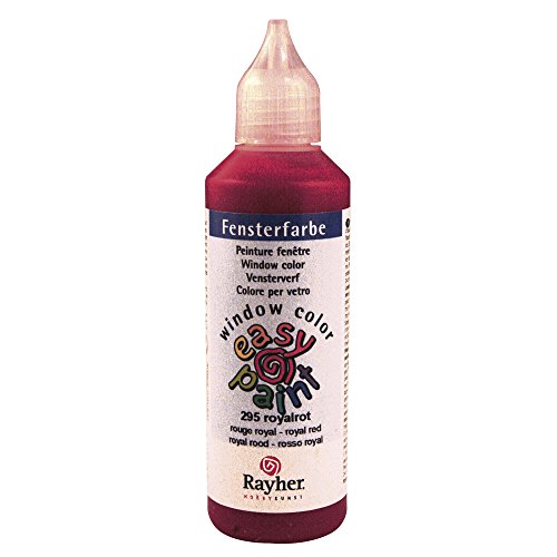 Rayher 38700295 Fensterfarbe easy paint , Flasche 80 ml, royalrot von Rayher