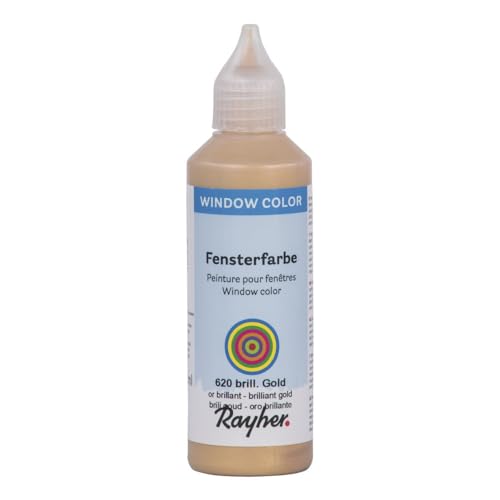 Rayher 38700620 Fensterfarbe easy paint , Flasche 80 ml, brill.gold von Rayher