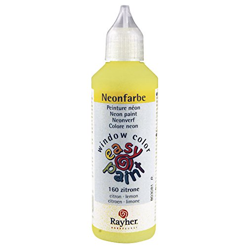 Rayher 38703160 Neonfarbe easy paint , Flasche 80 ml, zitrone von Rayher