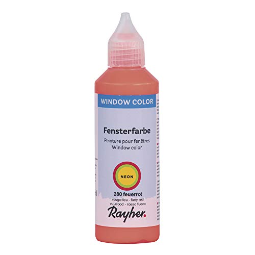 Rayher 38703280 Neonfarbe easy paint , Flasche 80 ml, feuerrot von Rayher