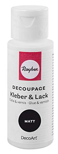 Rayher 38826000 Decoupage Kleber&Lack matt, Flasche 59ml, Weiß von Rayher