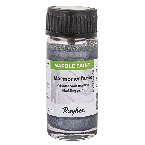 Rayher 38861606 Marble Paint, Marmorierfarbe, Glas 20ml, Silber von Rayher