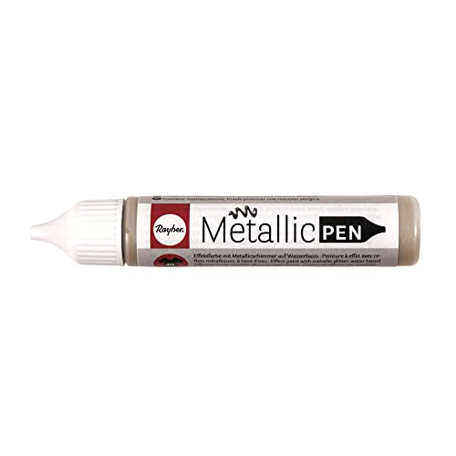 Rayher 38893104 Metallic Effekt-Pen, Flasche 28ml, elfenbein von Rayher