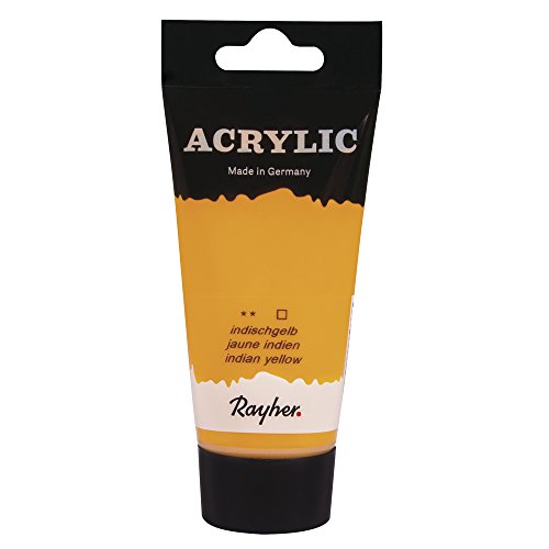 Rayher 38912167 Acrylic, Künstleracrylfarbe, SB-Tube 75ml, indischgelb von Rayher