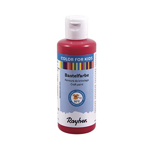 Rayher 38955284 Kinder-Bastelfarbe, Flasche 80ml, kardinalrot von Rayher