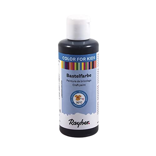 Rayher 38955576 Kinder-Bastelfarbe, Flasche 80ml, schwarz von Rayher