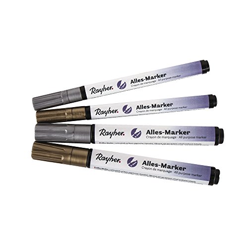 Rayher 38984000 Set Alles-Marker Gold/Silber, 2X Dicke Spitze, 2xfeine Sp., Set 4Stück von Rayher