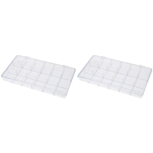 Rayher 3901937 Sortierbox, mit 18 Fächern à 3,3 x 3,3cm, transparent, 20 x 10 x 2cm, praktische Aufbewahrung von Kleinteilen (Packung mit 2) von Rayher