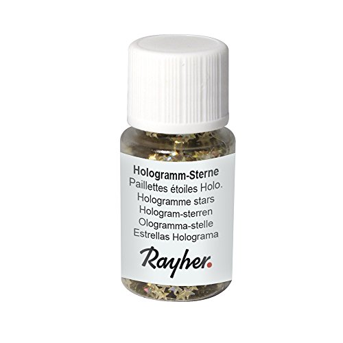 Rayher 3924906 Hologramm-Sterne, 3mm ø, PET, Flasche 10ml, gold von Rayher