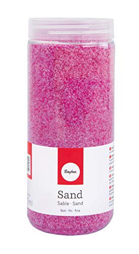 Rayher 39339264 Sand feine Körnung 0,1-0,5 mm, zum Dekorieren von Gläsern, Schalen, Vasen etc, pink, 475ml von Rayher